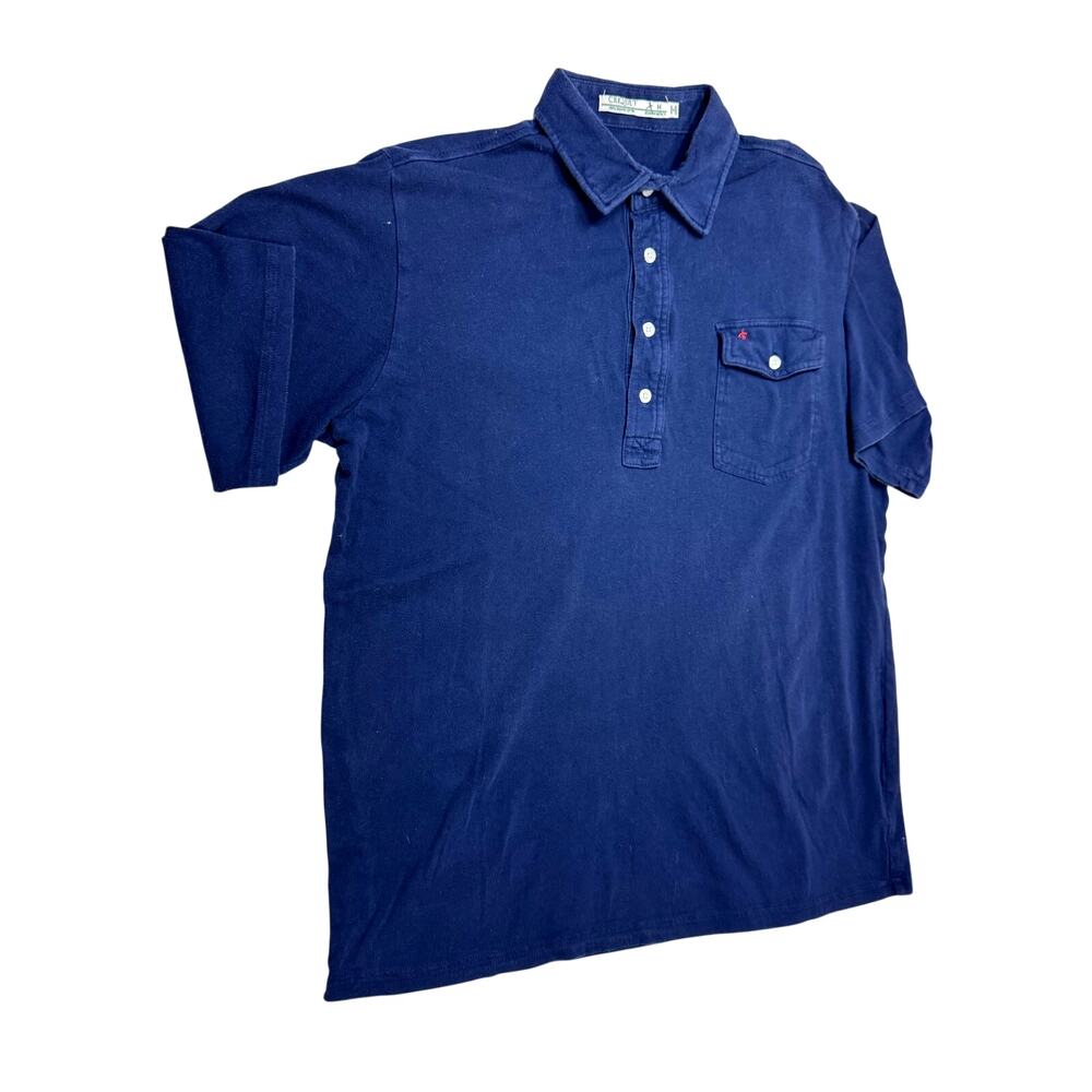 Criquet Men’s Solid Blue Cotton Short Sleeve Polo Shirt Size Medium